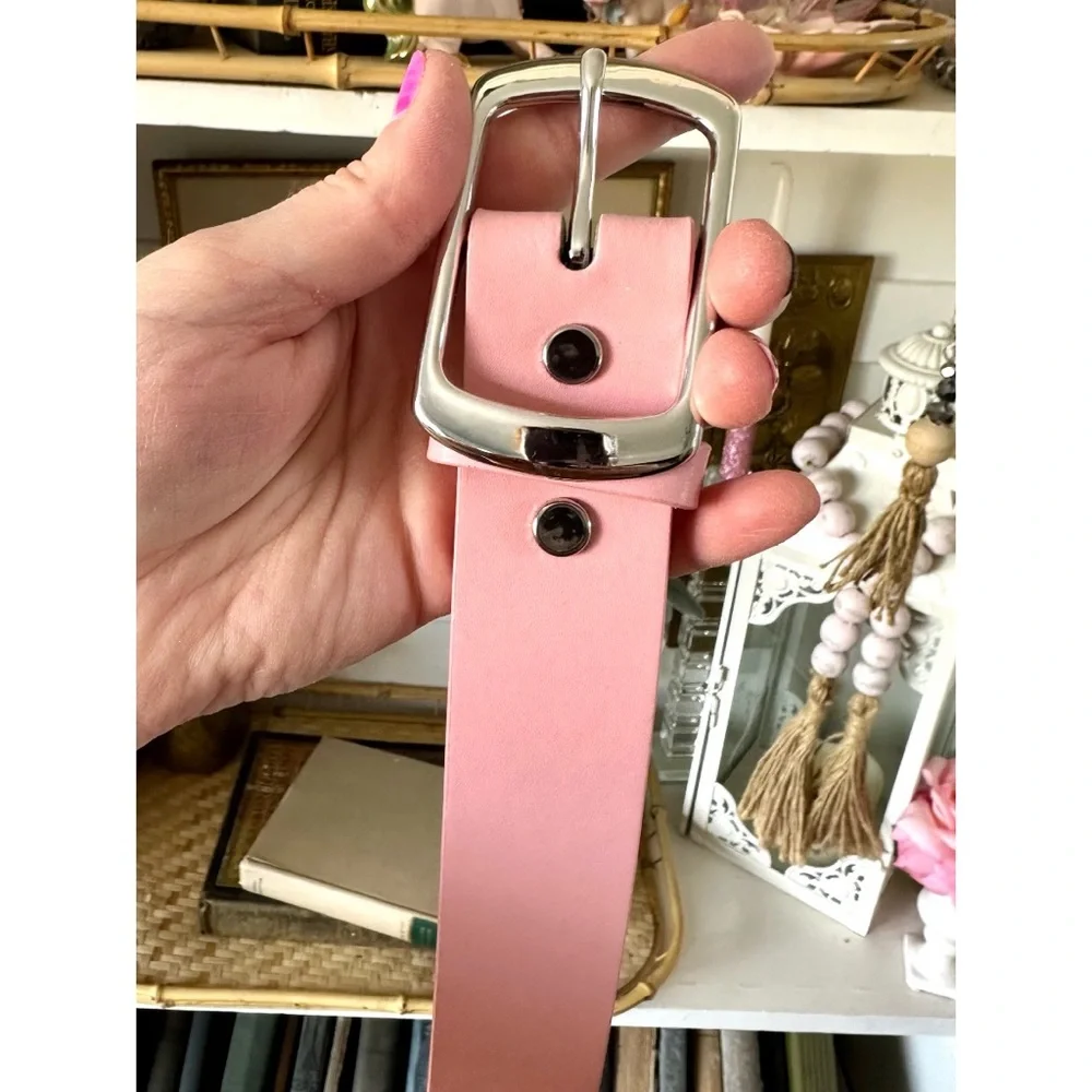 Women’s Light Pink Casual PU Leather Belt With Square Single Prong Buckle, XL